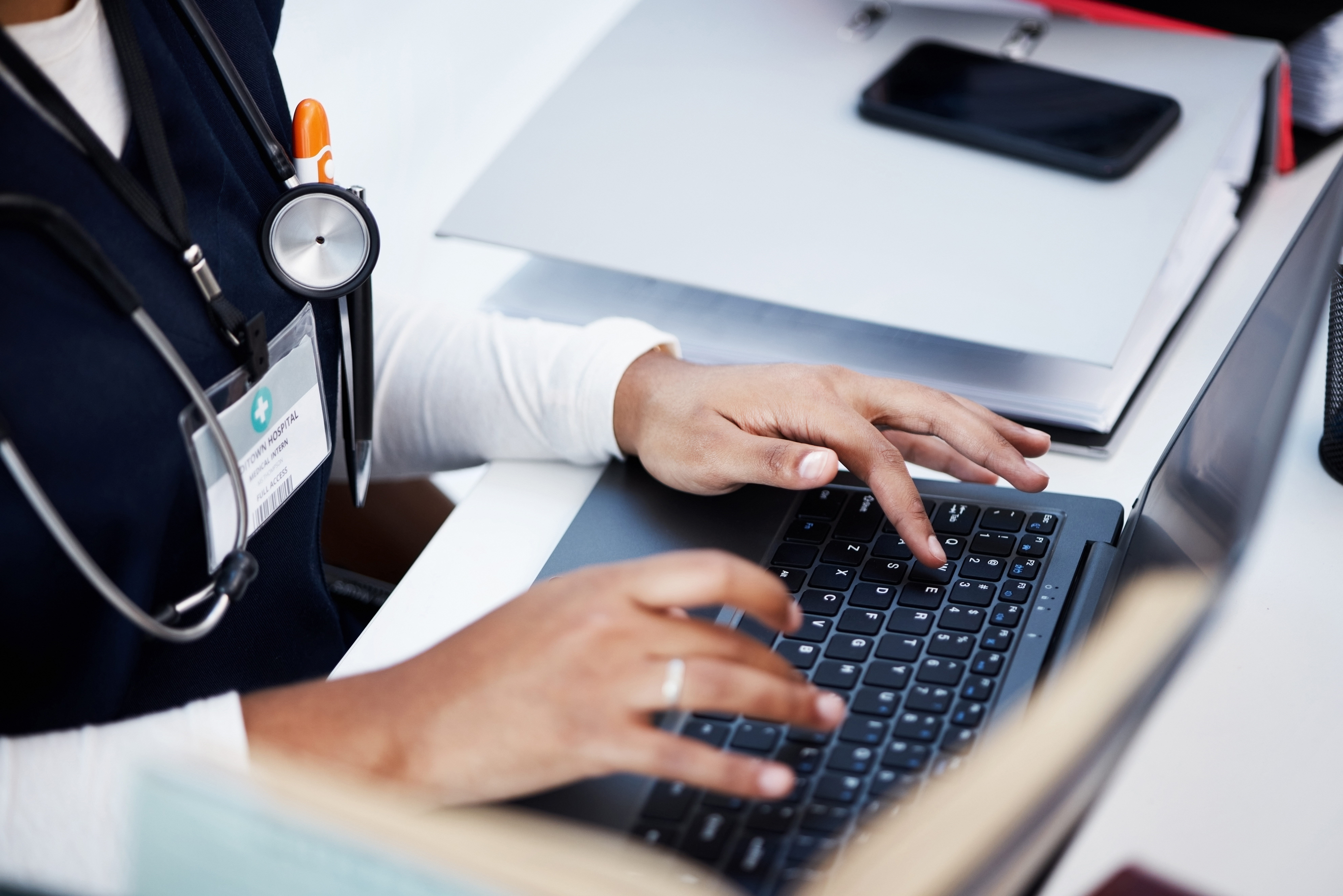 medical-student-woman-or-typing-hands-on-laptop-r-2025-04-06-07-20-47-utc Medical student, woman or typing hands on laptop research, education degree studying or university .
